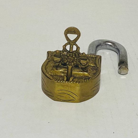 Authentic Antique Style HINDU Lord SHIVA / MAHADEV Brass Padlock with 1 Key - Picture 10 of 17